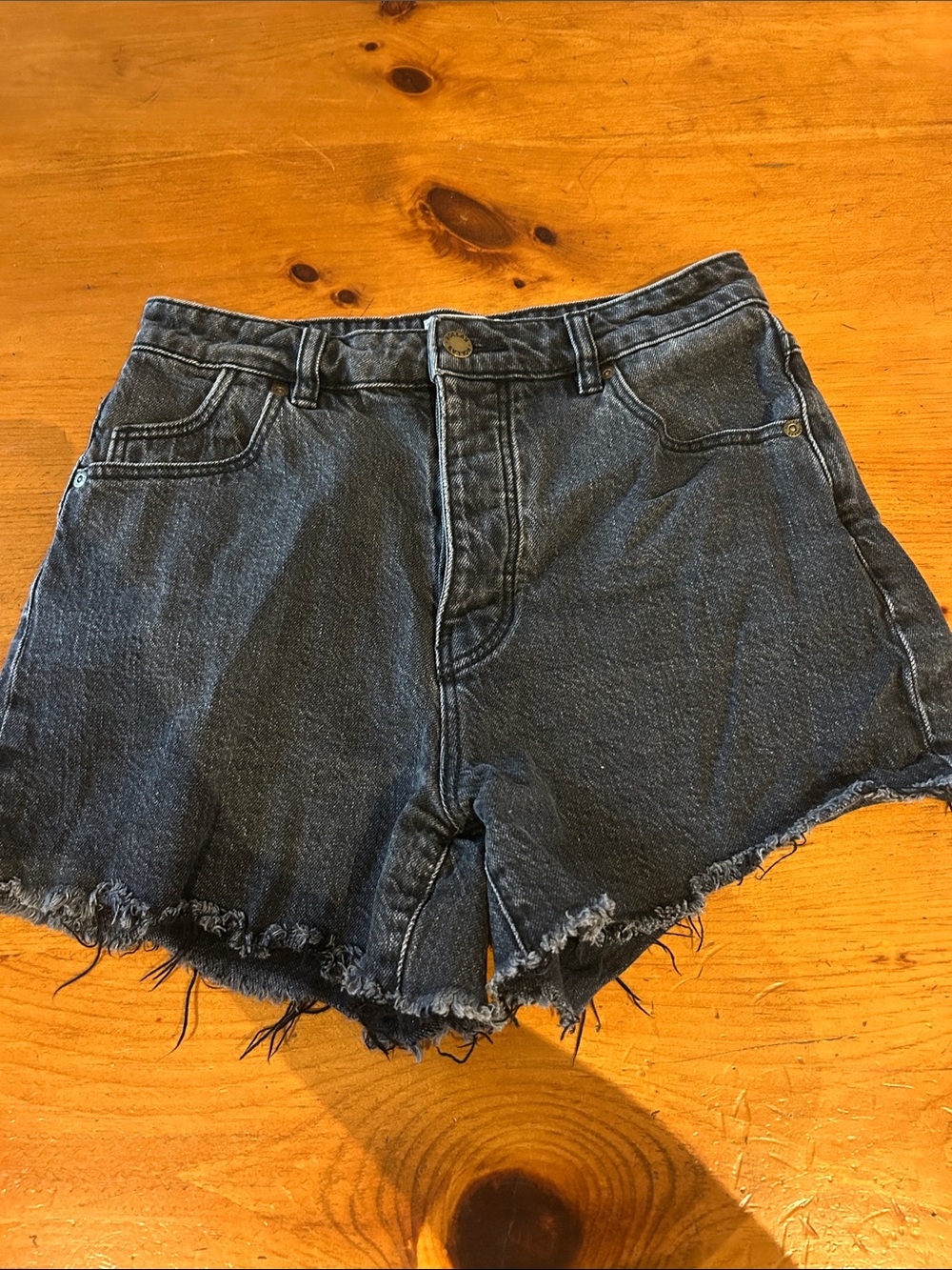 ROLLA'S Black High-Rise Distressed Denim Shorts